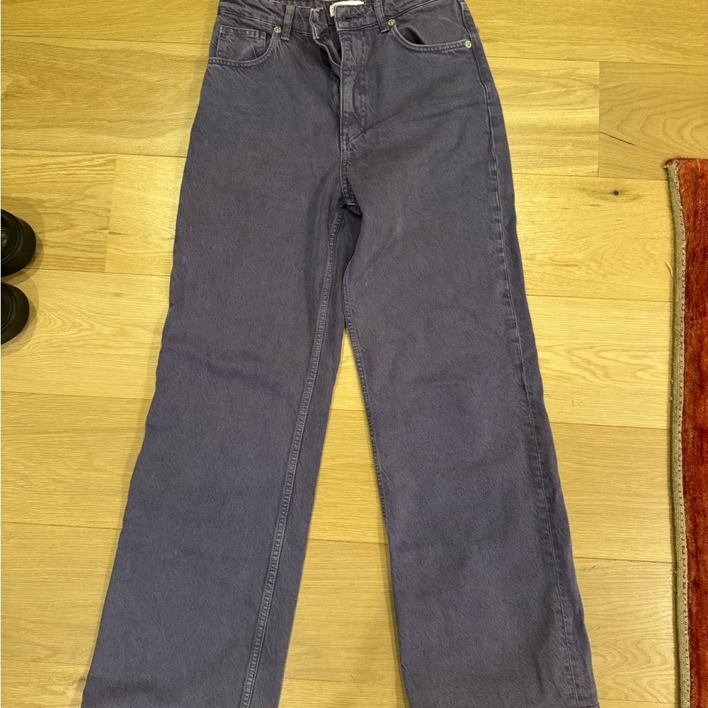 Zara Women's Straight Leg Jeans in Purple